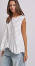 Daisy Whisper Sleeveless Ruffle Top in WHITE - Women's Tops | Urban Daizy
