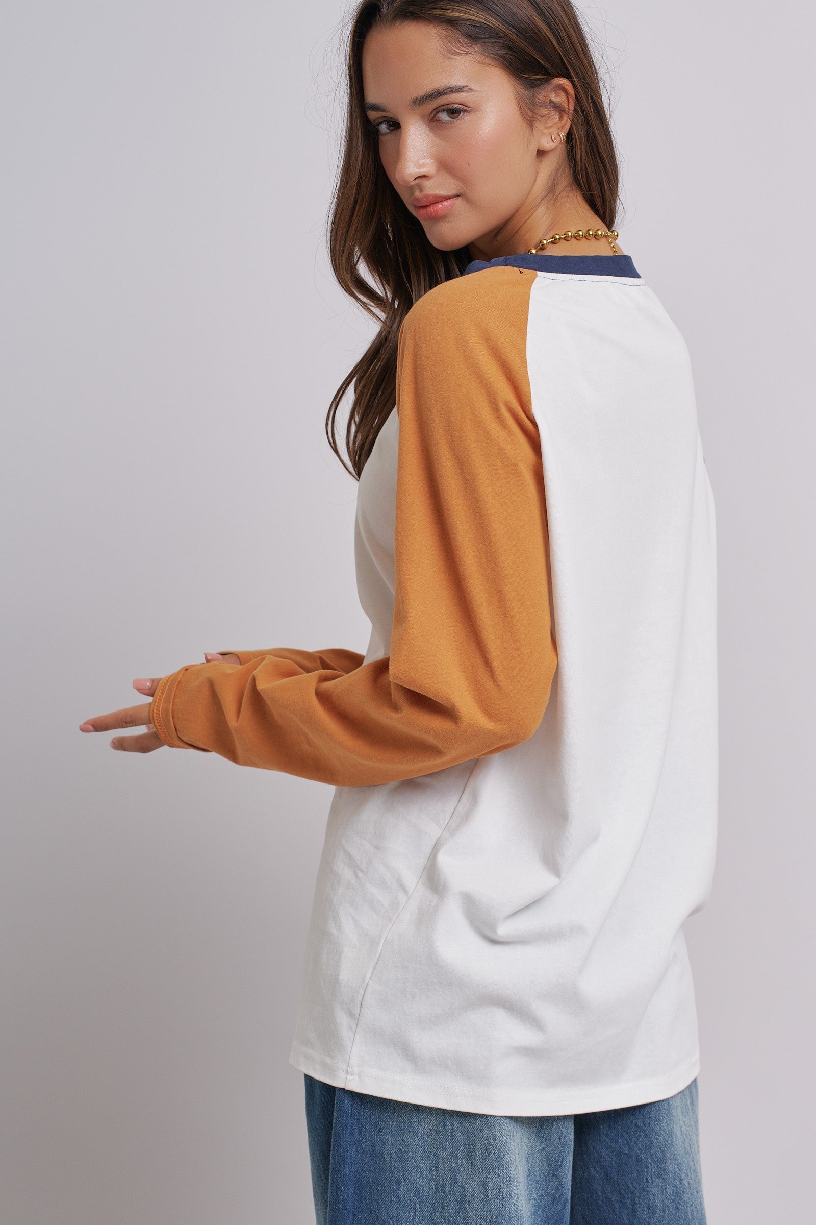All-Star Vintage Baseball Tee in ORANGE - Women's Tops | Urban Daizy