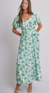 Willow Bloom Tie-Waist Dress in GREEN MULTI - Women's Dresses | Urban Daizy