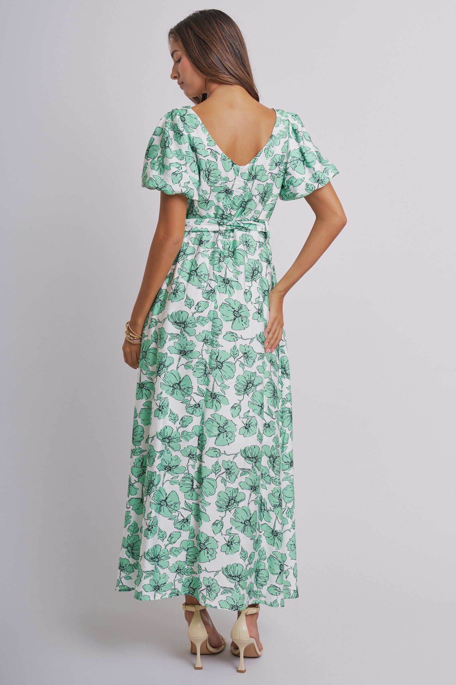 Willow Bloom Tie-Waist Dress in GREEN MULTI - Women's Dresses | Urban Daizy