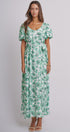 Willow Bloom Tie-Waist Dress in GREEN MULTI - Women's Dresses | Urban Daizy