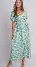 Willow Bloom Tie-Waist Dress in GREEN MULTI - Women's Dresses | Urban Daizy