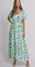 Willow Bloom Tie-Waist Dress in GREEN MULTI - Women's Dresses | Urban Daizy