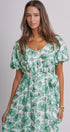 Willow Bloom Tie-Waist Dress in GREEN MULTI - Women's Dresses | Urban Daizy