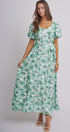 Willow Bloom Tie-Waist Dress in GREEN MULTI - Women's Dresses | Urban Daizy