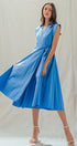 Side Tie Waist Wrap Midi Dress in BLUE - Women's Dresses | Urban Daizy