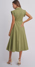 Side Tie Waist Wrap Midi Dress in MOSS GREEN - Women's Dresses | Urban Daizy
