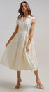 Side Tie Waist Wrap Midi Dress in IVORY - Women's Dresses | Urban Daizy