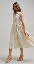 Side Tie Waist Wrap Midi Dress in IVORY - Women's Dresses | Urban Daizy