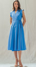 Side Tie Waist Wrap Midi Dress in BLUE - Women's Dresses | Urban Daizy