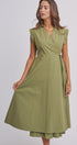 Side Tie Waist Wrap Midi Dress in MOSS GREEN - Women's Dresses | Urban Daizy
