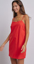 Sunlight Ease Air Slip Linen Mini Dress in RED - Women's Dresses | Urban Daizy