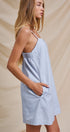 Sunlight Ease Air Slip Linen Mini Dress in LT BLUE - Women's Dresses | Urban Daizy