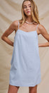 Sunlight Ease Air Slip Linen Mini Dress in LT BLUE - Women's Dresses | Urban Daizy