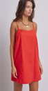 Sunlight Ease Air Slip Linen Mini Dress in RED - Women's Dresses | Urban Daizy