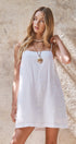 Sunlight Ease Air Slip Linen Mini Dress in WHITE - Women's Dresses | Urban Daizy