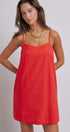Sunlight Ease Air Slip Linen Mini Dress in RED - Women's Dresses | Urban Daizy