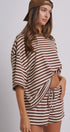 Laid Back Weekend Stripe Tee in IVORY BROWN - Women's Tops | Urban Daizy