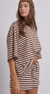 Laid Back Weekend Stripe Tee in IVORY BROWN - Women's Tops | Urban Daizy