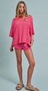 Laid Back Weekend Stripe Tee in RED PINK - Women's Tops | Urban Daizy