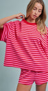 Laid Back Weekend Stripe Tee in RED PINK - Women's Tops | Urban Daizy