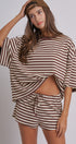 Laid Back Weekend Stripe Tee in IVORY BROWN - Women's Tops | Urban Daizy