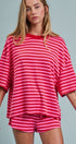 Laid Back Weekend Stripe Tee in RED PINK - Women's Tops | Urban Daizy