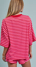 Laid Back Weekend Stripe Tee in RED PINK - Women's Tops | Urban Daizy