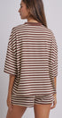 Laid Back Weekend Stripe Tee in IVORY BROWN - Women's Tops | Urban Daizy