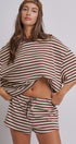 Laid Back Weekend Stripe Tee in IVORY BROWN - Women's Tops | Urban Daizy