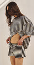 Laid Back Weekend Stripe Tee in IVORY NAVY - Women's Tops | Urban Daizy