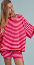 Laid Back Weekend Stripe Tee in RED PINK - Women's Tops | Urban Daizy
