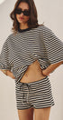 Laid Back Weekend Stripe Tee in IVORY NAVY - Women's Tops | Urban Daizy