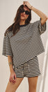 Laid Back Weekend Stripe Tee in IVORY NAVY - Women's Tops | Urban Daizy