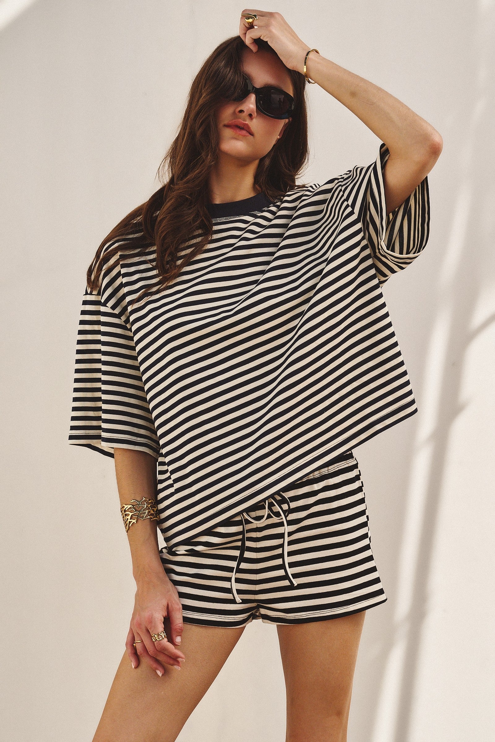 Laid Back Weekend Stripe Tee in IVORY NAVY - Women's Tops | Urban Daizy