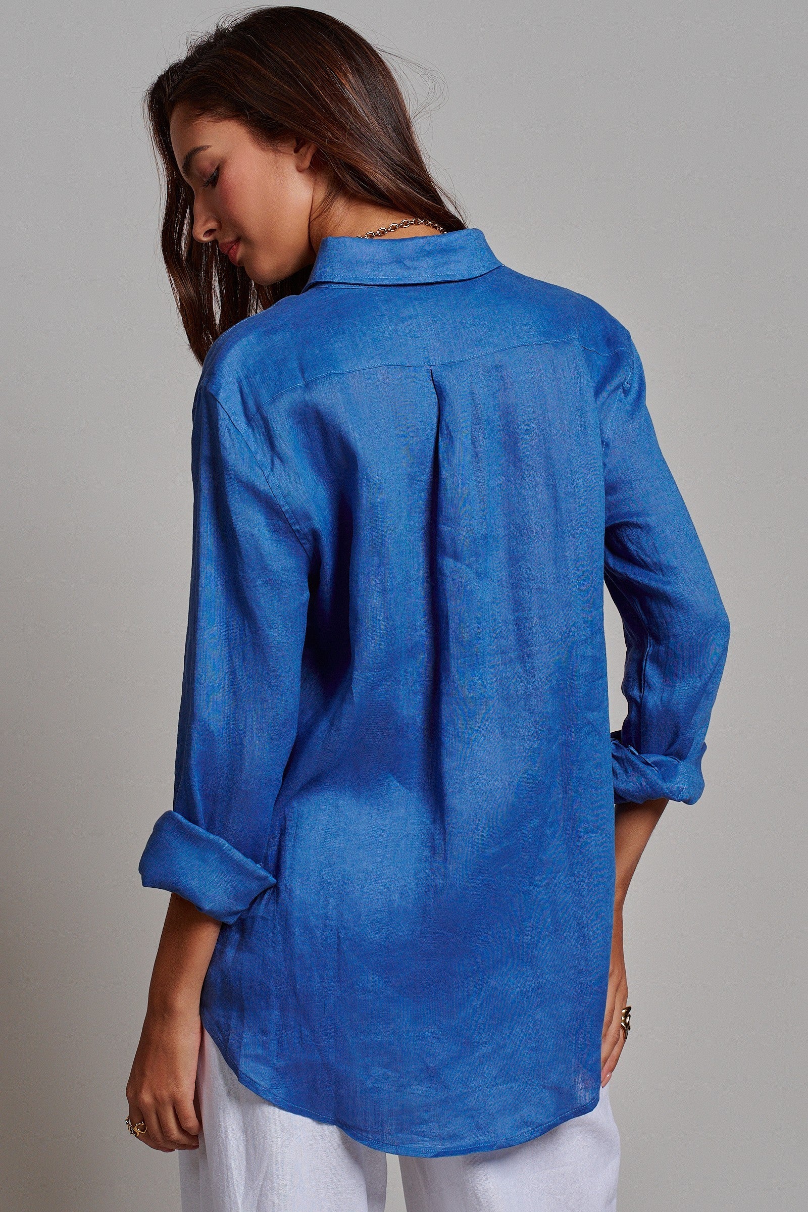 Classic Chic Button-Down Shirt in BLUE - Women's Tops | Urban Daizy