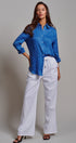 Classic Chic Button-Down Shirt in BLUE - Women's Tops | Urban Daizy