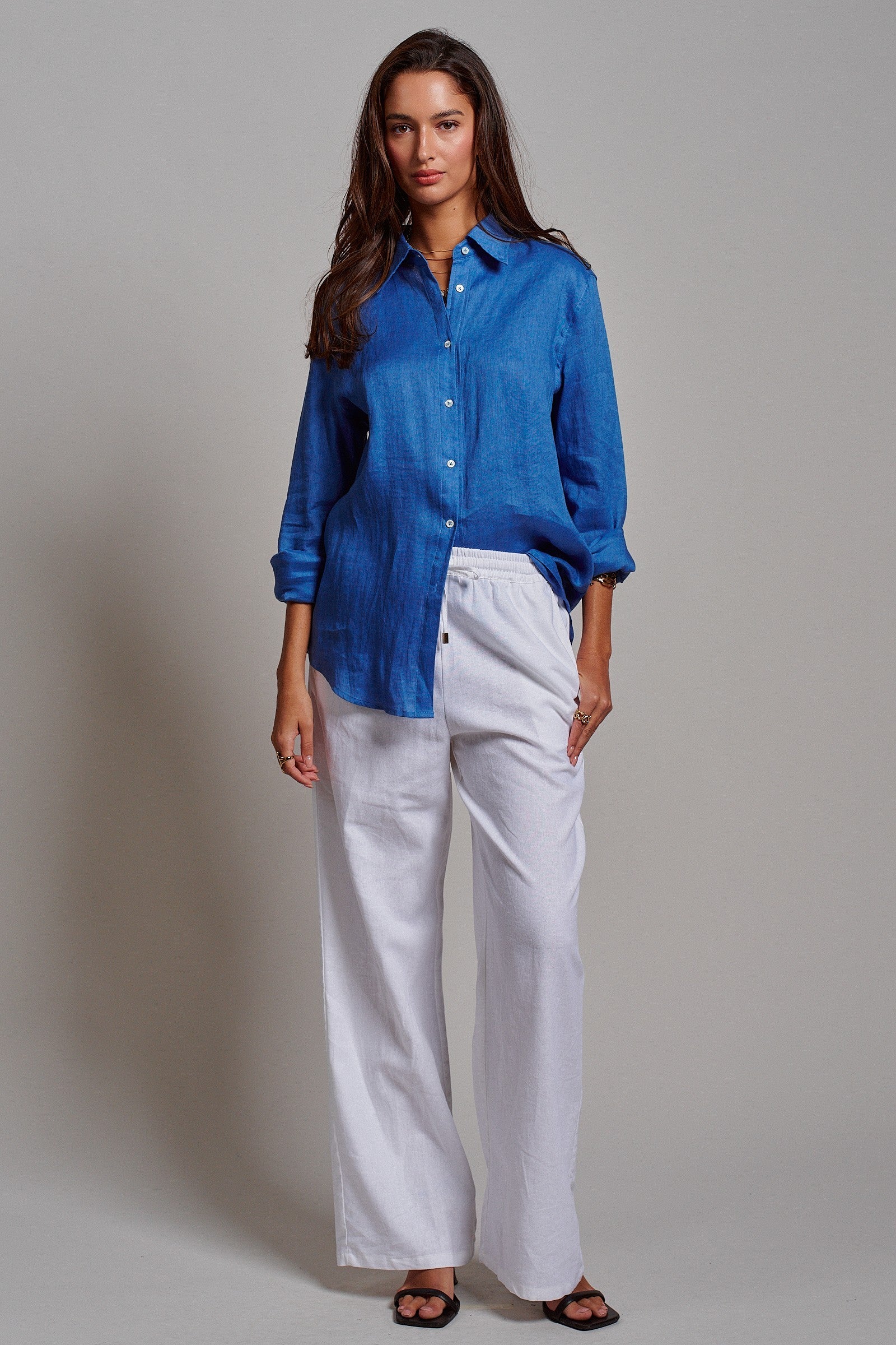 Classic Chic Button-Down Shirt in BLUE - Women's Tops | Urban Daizy