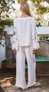 Summer Voyage Coastal Embroidered Wide-Leg Pants in WHITE - Women's Tops | Urban Daizy