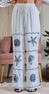 Summer Voyage Coastal Embroidered Wide-Leg Pants in WHITE - Women's Tops | Urban Daizy