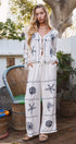 Summer Voyage Coastal Embroidered Wide-Leg Pants in WHITE - Women's Tops | Urban Daizy