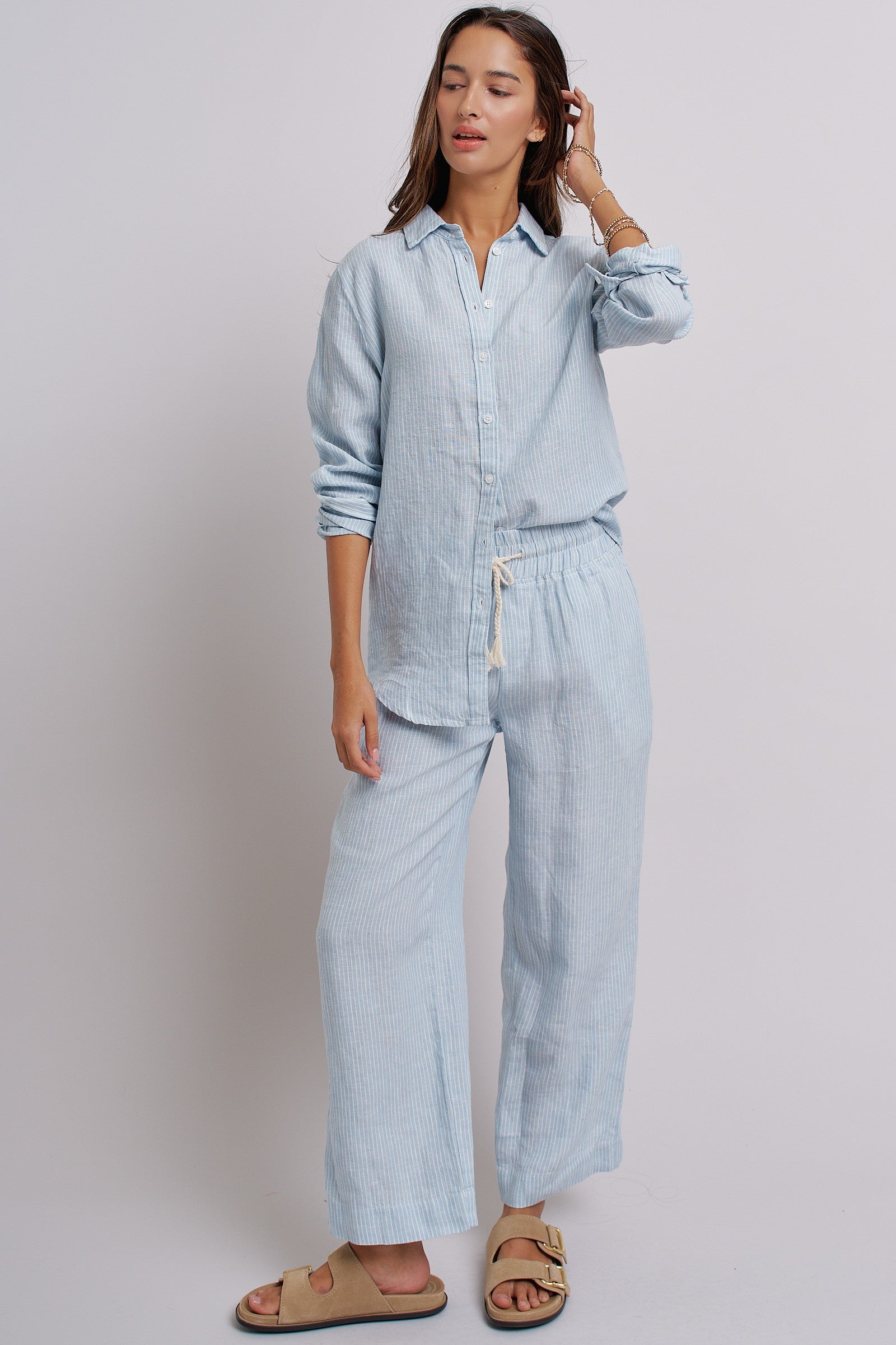 Linen Long Sleeve Button-Down Shirt