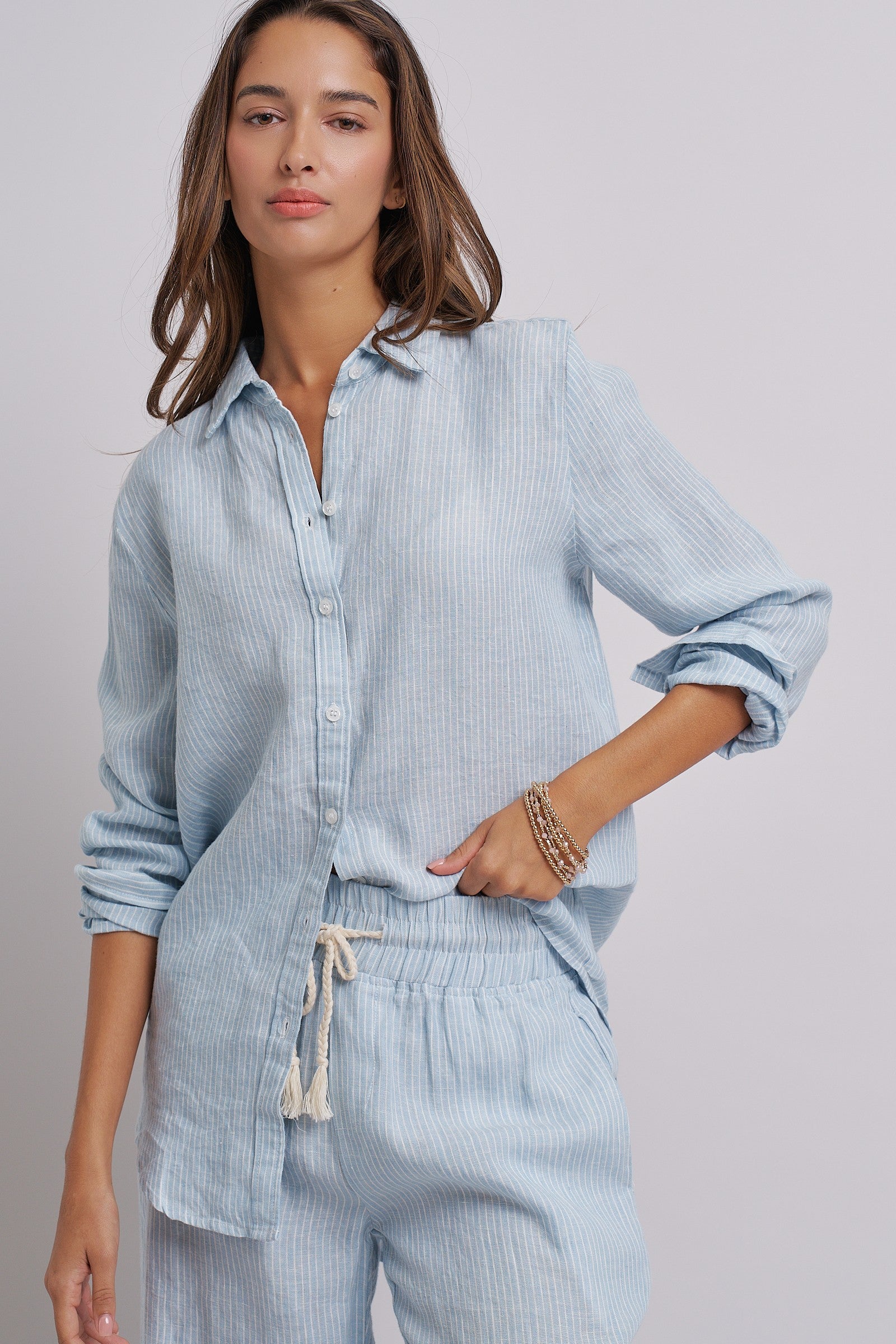 Linen Long Sleeve Button-Down Shirt