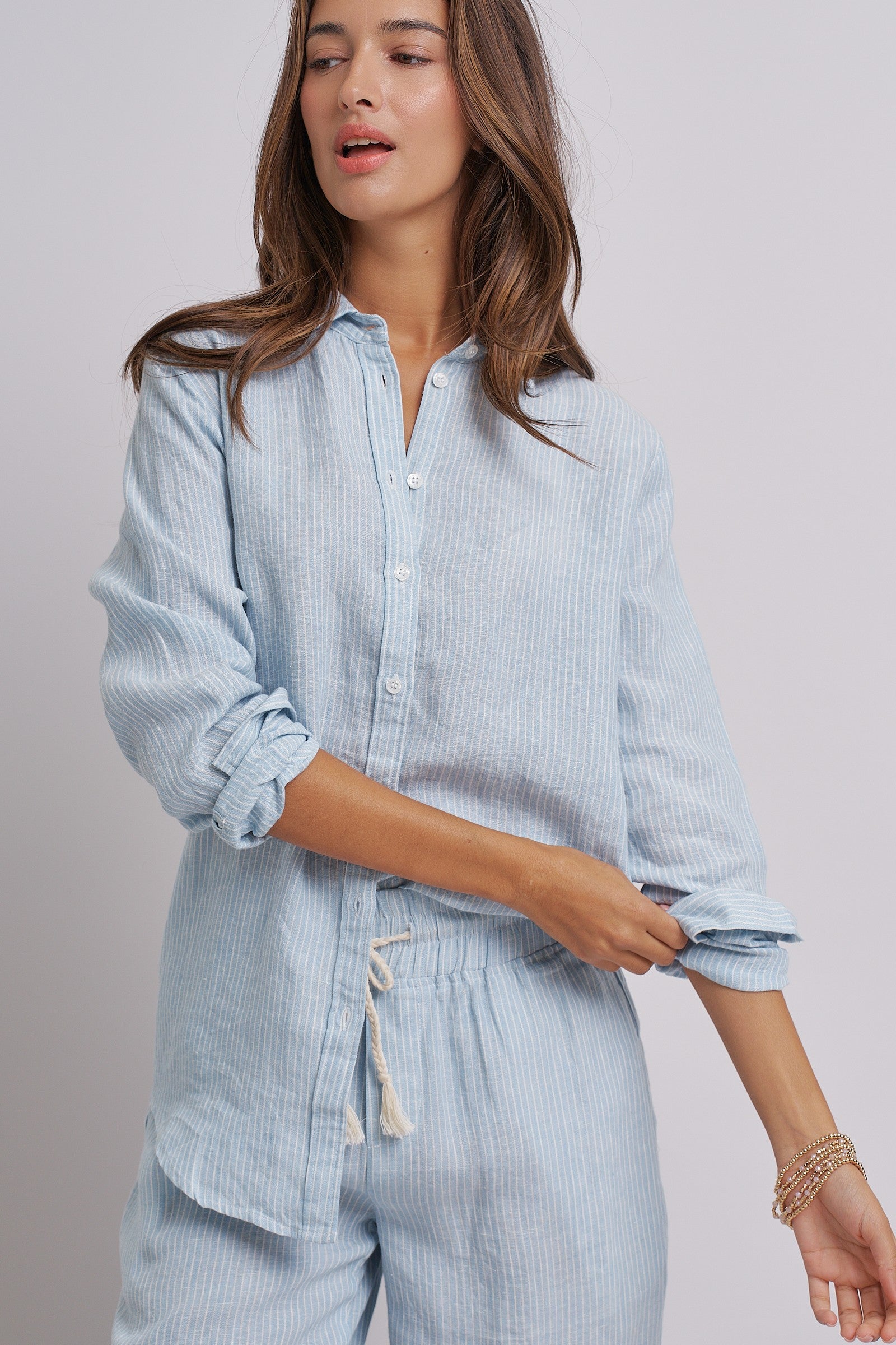 Linen Long Sleeve Button-Down Shirt