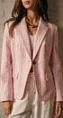 Pinstripe Single-Button Notch Lapel Blazer in LT PINK - Women's Fashion | Urban Daizy