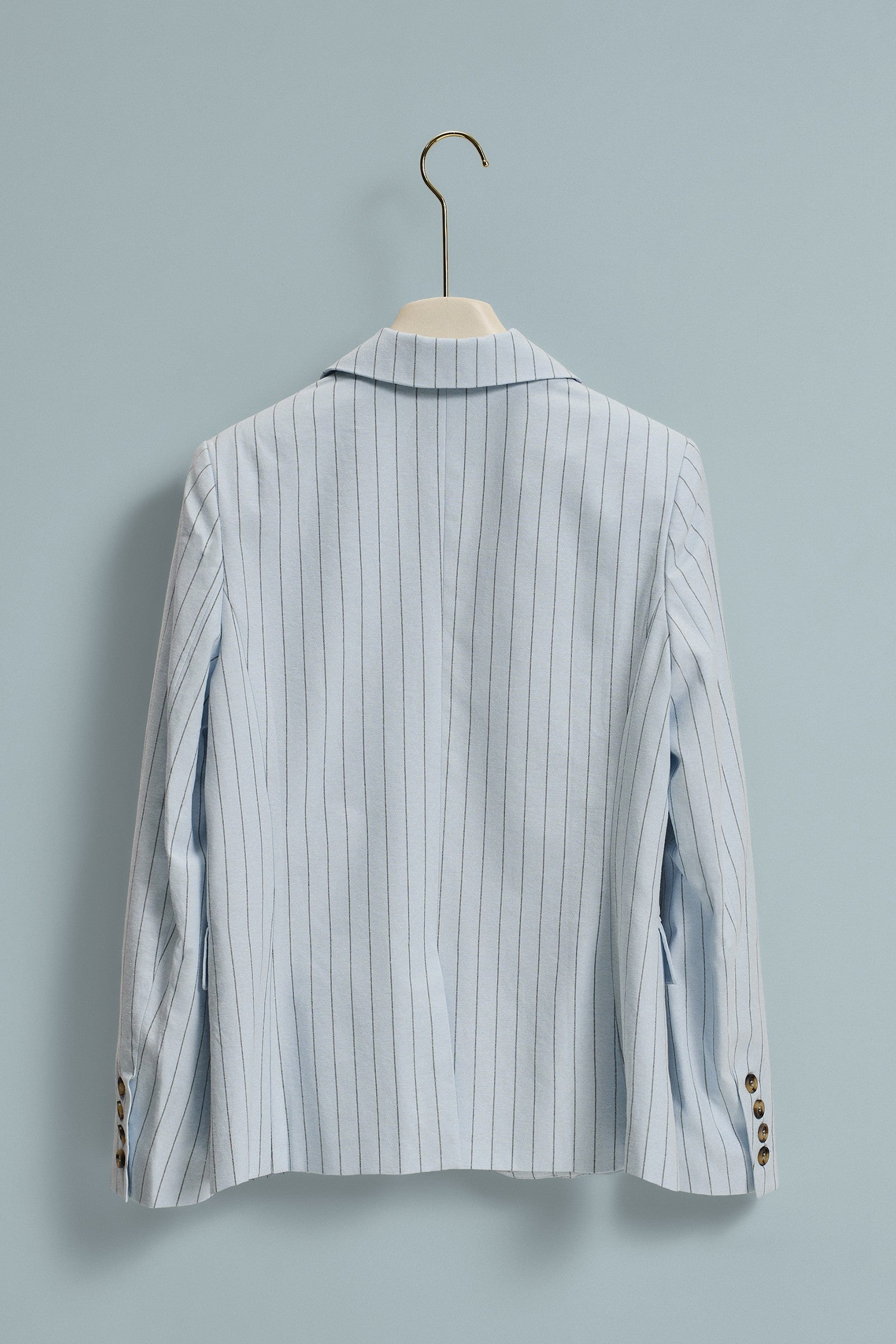 Pinstripe Single-Button Notch Lapel Blazer in LT BLUE - Women's Fashion | Urban Daizy