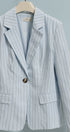 Pinstripe Single-Button Notch Lapel Blazer in LT BLUE - Women's Fashion | Urban Daizy