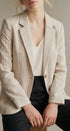 Pinstripe Single-Button Notch Lapel Blazer in LT KHAKI - Women's Fashion | Urban Daizy
