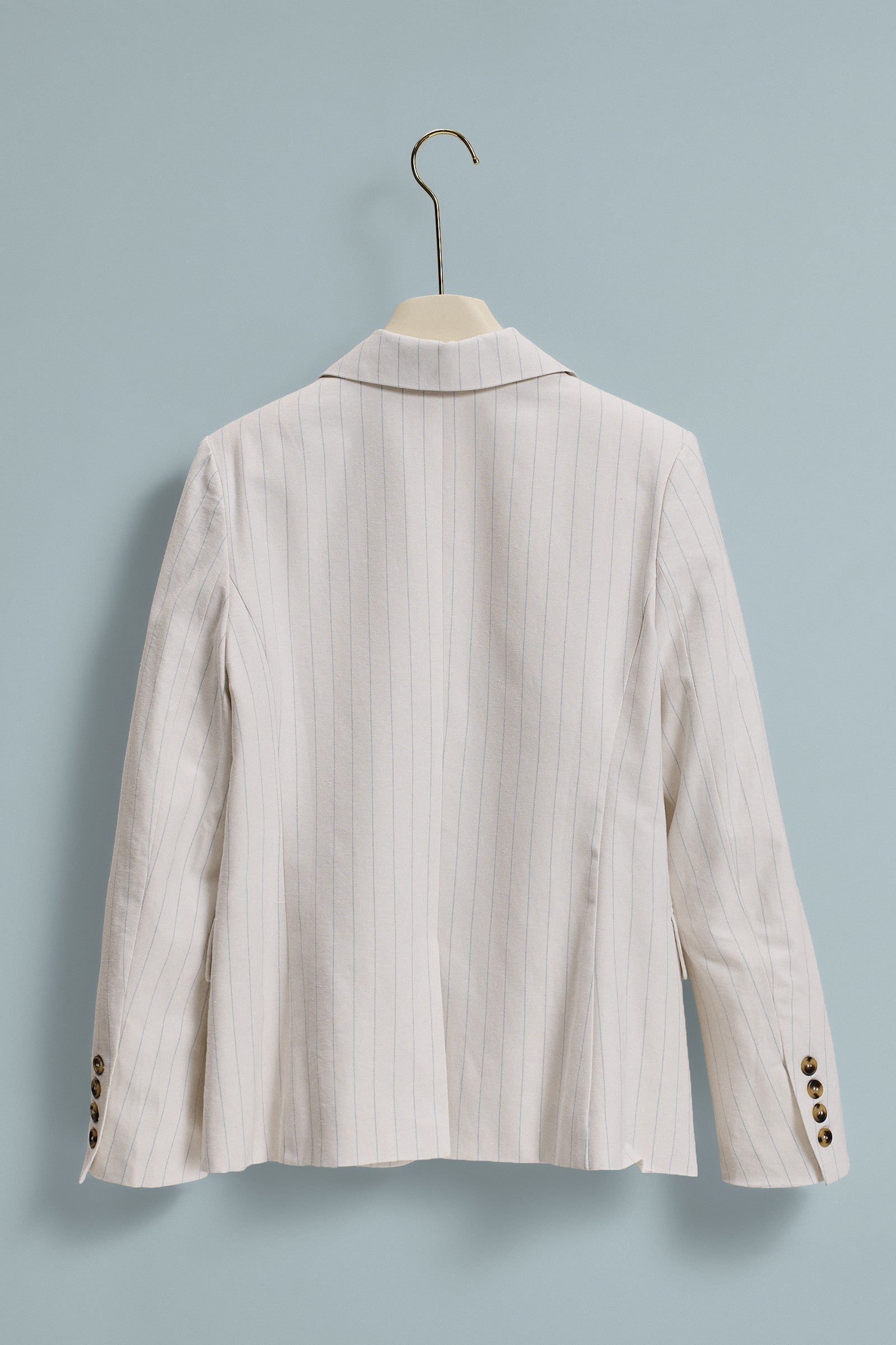 Pinstripe Single-Button Notch Lapel Blazer in IVORY - Women's Fashion | Urban Daizy