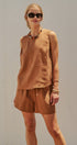 Coastal Ease Linen Shorts in BROWN - Women's Pants | Urban Daizy